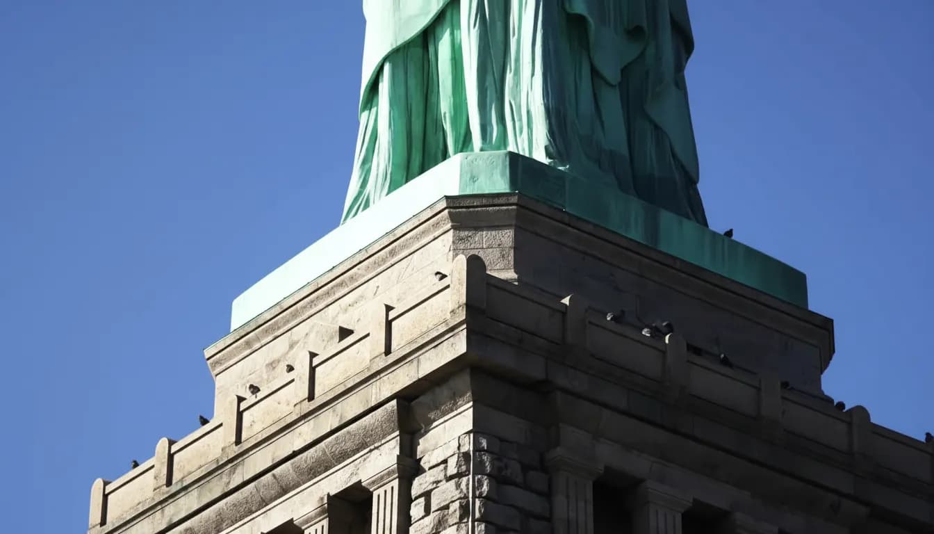 Statue of Liberty pedestal observation deck with panoramic harbor views